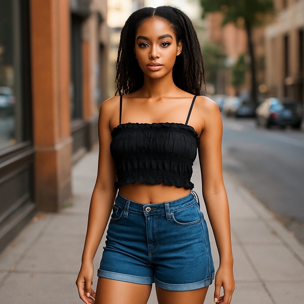 Fashion Nova Black Ruffled Camisole